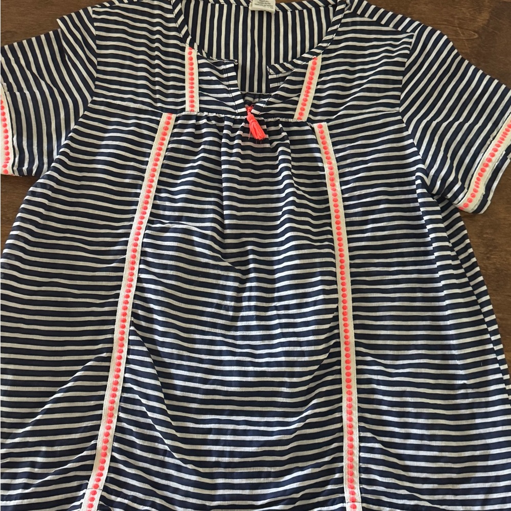 Crewcuts by JCrew Striped Navy and Pink Girls Top